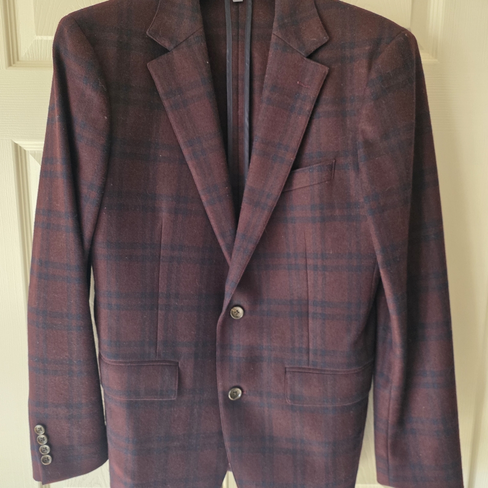 Bonobos Maroon Checkered Blazer